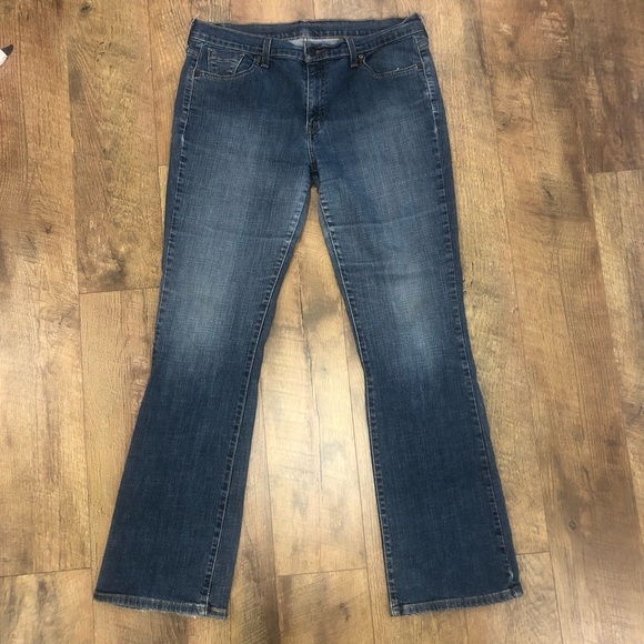 Levis Women’s Bootcut Dark Wash Long Crop Jeans Size 14 - Picture 1 of 7